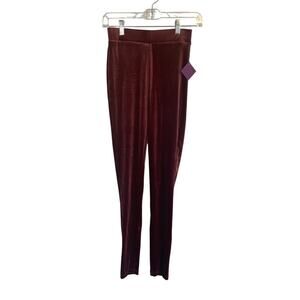 NWT Forever 21 Party Red Velvet Elastic Waist Leggings Pull-On Skinny Size Small